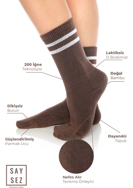 Bambu Unisex Tenis Kolej Çizgili Premium Pembe Renk Dikişsiz Soket Çorap fiyatları