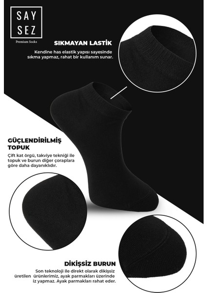 Bambu Kadın Patik Düz Çorap Dikişsiz Premium 3'lü Paket modelleri