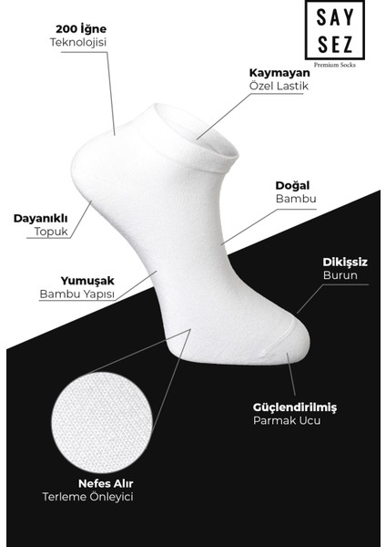 Bambu Kadın Patik Düz Çorap Dikişsiz Premium Kutulu 6'lı Paket