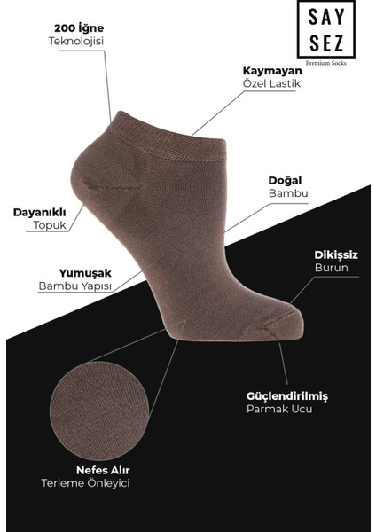 Bambu Kadın Patik Düz Çorap Dikişsiz Premium Kutulu 6'lı Paket