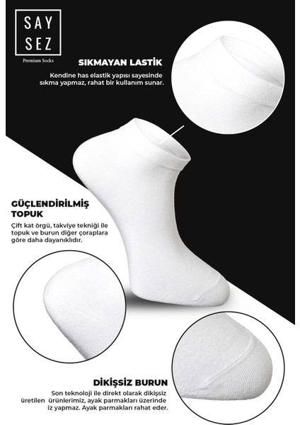 Bambu Kadın Patik Düz Çorap Dikişsiz Premium 3'lü Paket
