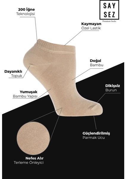 Bambu Kadın Patik Düz Çorap Dikişsiz Premium 3'lü Paket fiyatları