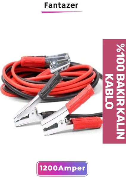 Premium Çantalı %100 Bakır Kalın Kablo 1200 Amper Güçlü Oto Akü Takviye Hızlı Şarj Kablosu 2 Metre fiyatları