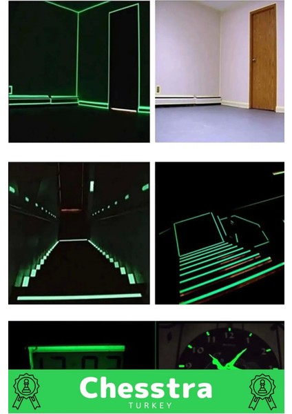 Karanlıkta Işık Veren Yansıyan Kendinden Yapışkanlı Reflektör Yeşil Şerit Fosfor Neon Bant 16 Metre