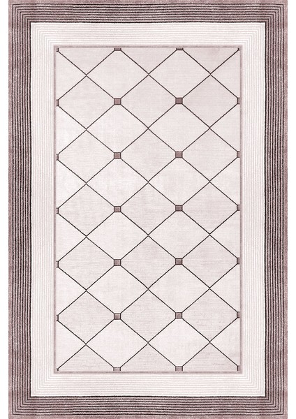 Kaymaz Taban Yıkanabilir Modern Salon Mutfak Koridor Halısı Pembe 4022