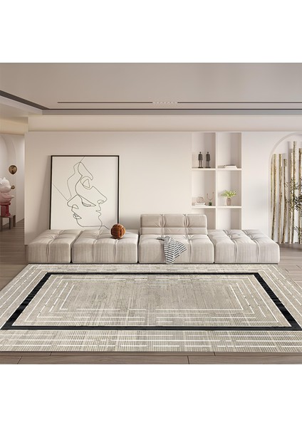 Kaymaz Taban Yıkanabilir Modern Salon Mutfak Koridor Halısı Vizon 4023