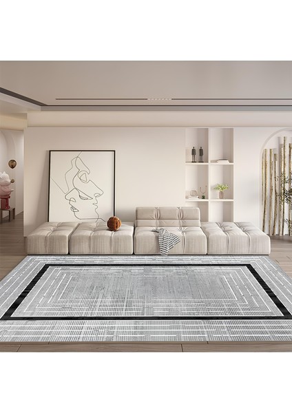 Kaymaz Taban Yıkanabilir Modern Salon Mutfak Koridor Halısı Gri 4023