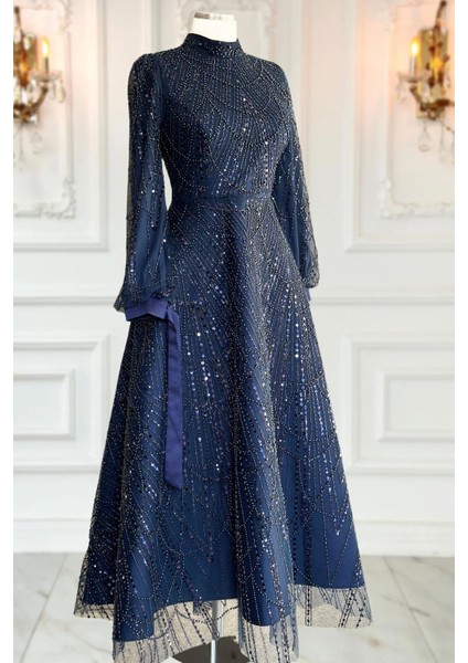 Karina Abiye Elbise Lacivert modelleri