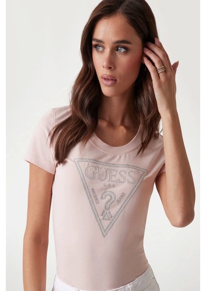 Kadın Pembe Logolu T-Shirt