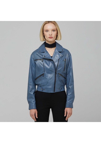 Mavi Hakiki Deri Kadın Hakiki Deri Biker Mont - K22IDM320232-R53 modelleri