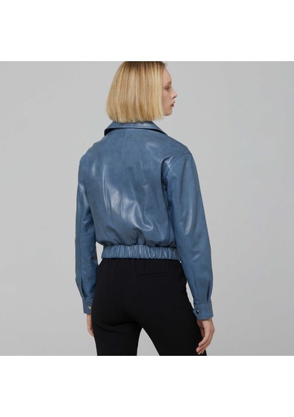 Mavi Hakiki Deri Kadın Hakiki Deri Biker Mont - K22IDM320232-R53 indirimleri