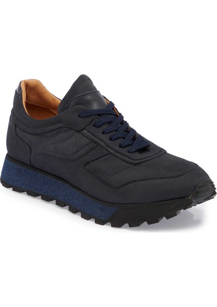 Lacivert Hakiki Nubuk Deri Erkek Sneaker - E23S1AY56359-C39