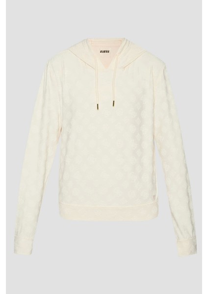 Kadın Bej 4g Logolu Kapşonlu Sweatshirt
