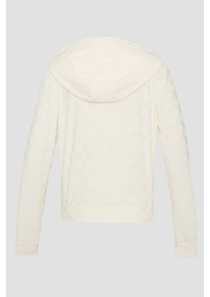 Kadın Bej 4g Logolu Kapşonlu Sweatshirt