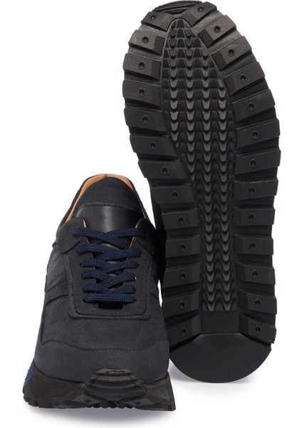 Lacivert Hakiki Nubuk Deri Erkek Sneaker - E23S1AY56359-C39