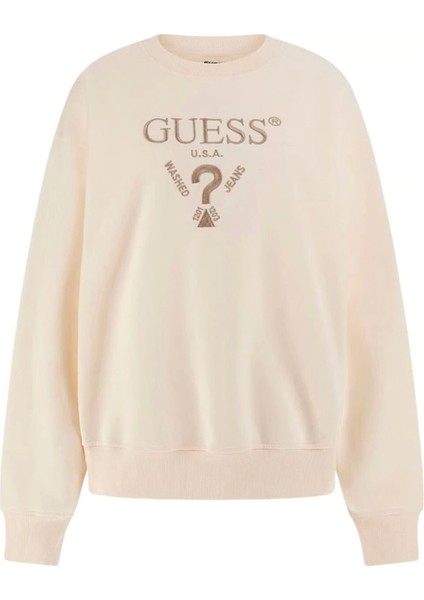 Kadın Bej Logolu Sweatshirt