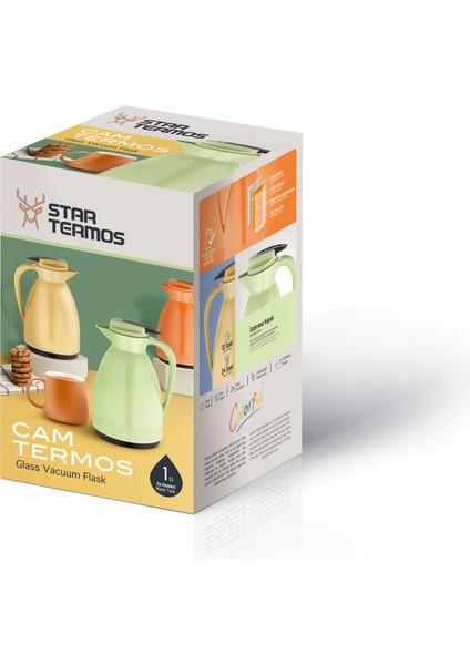 Morepse Serisi 1 Litre Cam Termos - Yeşil