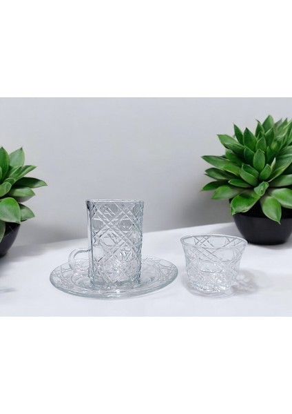 Kristal El Işçiliği 18 Parça Çay Takımı