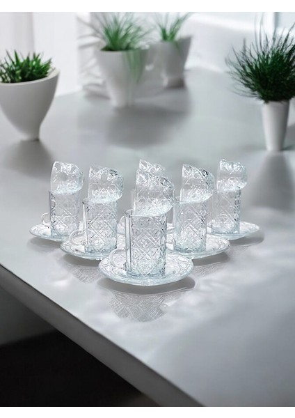 Kristal El Işçiliği 18 Parça Çay Takımı