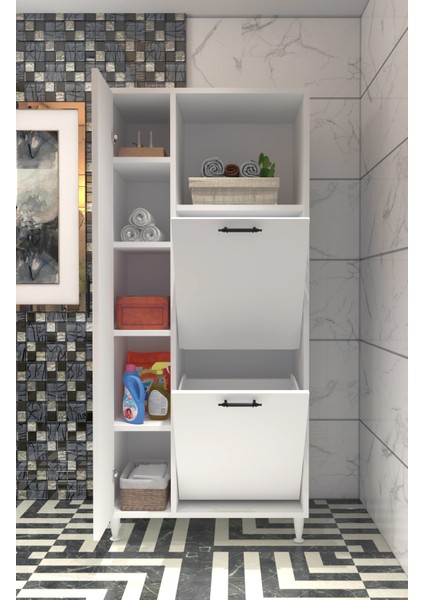 Menekşe 2li Çamaşır Sepetli Çok Amaçlı Dolap fiyatları