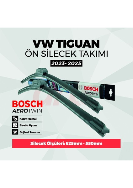 Volkswagen Tiguan Ön Silecek Takımı 2023-2025 Uyumlu | Aerotwin Serisi | 2'li Set | indirimleri