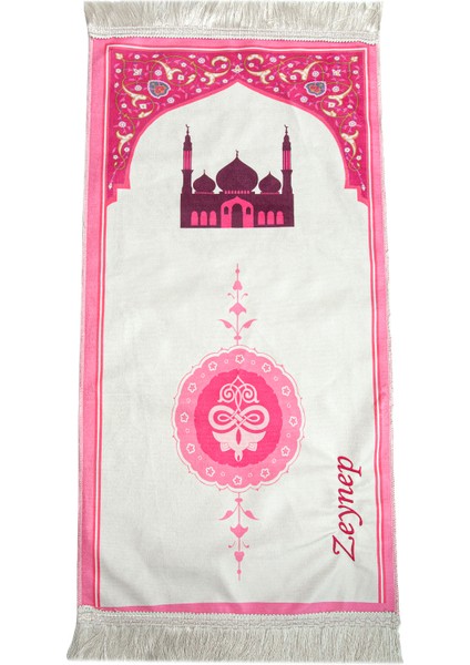 Cami Desenli Isimli Çocuk Seccadesi - Isme Özel Nakışlı - Pembe