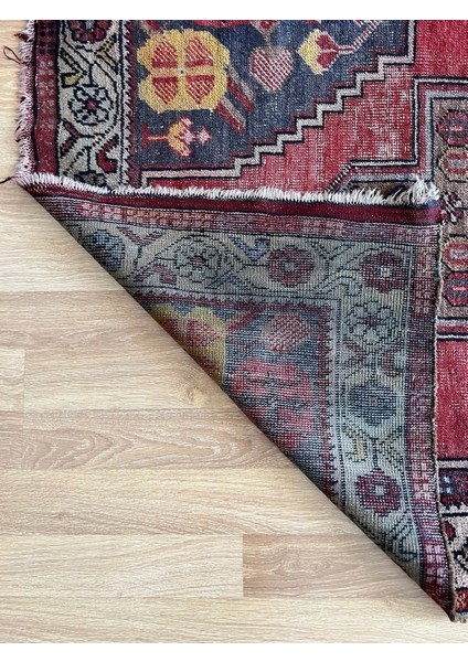 128X257 cm El Dokuma Nostaljik Halı, Harika Dekoratif Salon Halısı, Antika Severler Için Kırmızı Halı, Uşak Halısı fırsatları