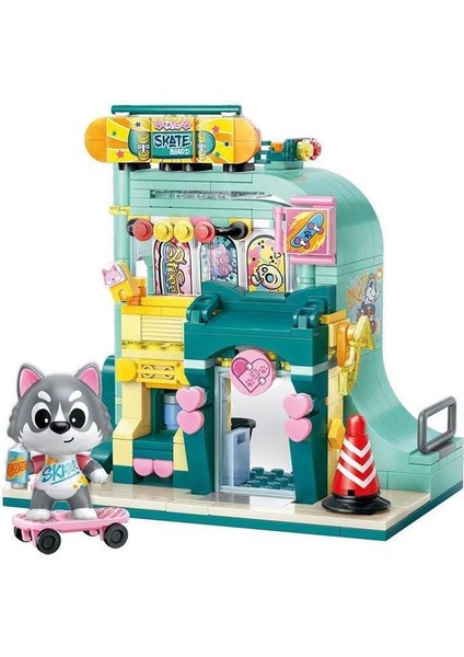 Keeppley Lovely Street K28009 Husky Skate Shop Shopre Gökyüzü Şeker Dükkanı Yapı Blokları Oyuncak Seti