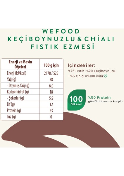 Keçiboynuzlu & Chialı Fıstık Ezmesi 300 G