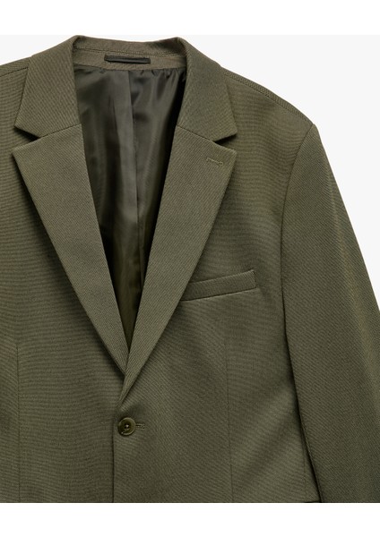 Düğmeli Cepli Viskon Karışımlı Pike Kumaş Mono Yaka Slim Fit Blazer Ceket indirimleri