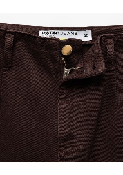 Düğmeli Kesik Geniş Paça Kemerli Pantolon - Wide Leg Jeans modelleri