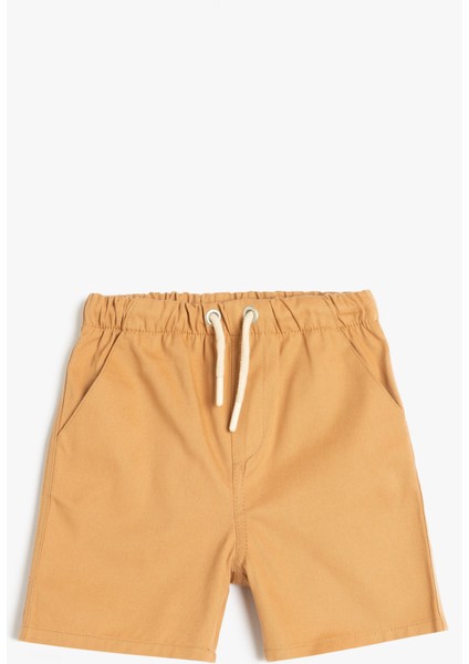 Pamuklu Cep Detaylı Beli Bağlamalı Basic Şort