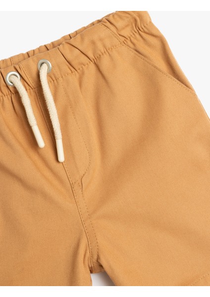 Pamuklu Cep Detaylı Beli Bağlamalı Basic Şort modelleri