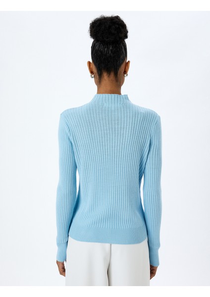 Dik Yaka Uzun Kollu Ajurlu Triko Kazak fırsatları