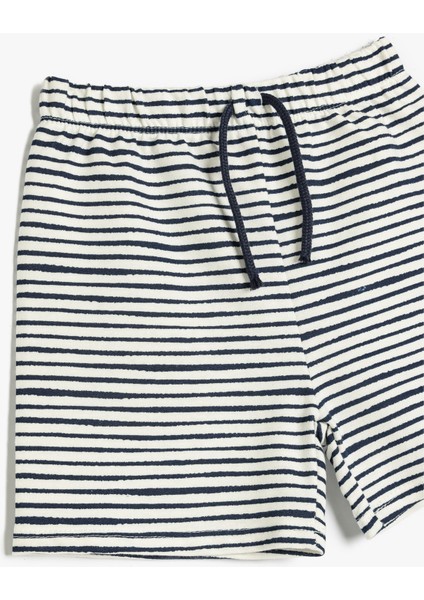 Çizgili Pamuklu Beli Bağlamalı Şort modelleri