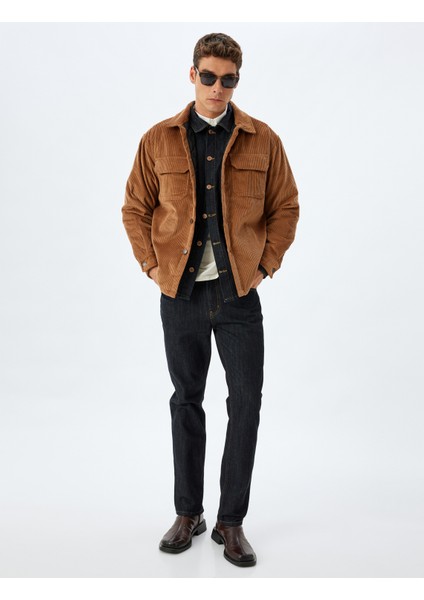 Slim Fit Ceket Fitilli Kadife Gömlek Yaka Kapaklı Cep Detaylı Pamuklu fiyatları
