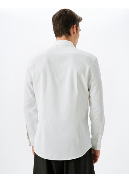 Klasik Gömlek Slim Fit Uzun Kollu Yarım Italyan Yaka Pamuk Karışımlı fırsatları