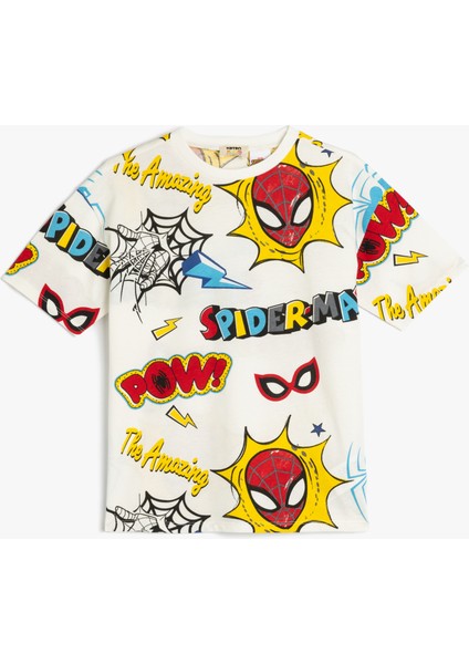 Örümcek Adam Baskılı Kısa Kollu Oversize Pamuklu Tişört