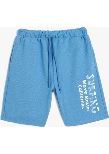 Slogan Baskılı Şort Beli Bağlamalı Cep Detaylı