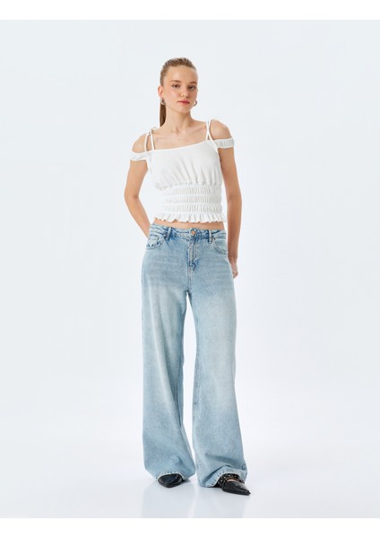 Gipeli Askılı Crop Slim Fit Tişört