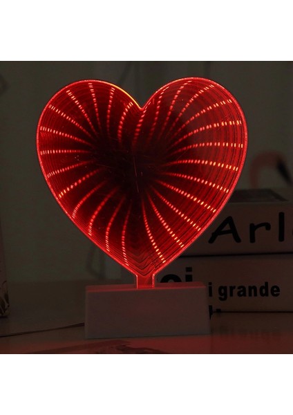 2 Adet Vıp 3D Işıklı Kalp Romantik Dekor Işık 3D Heart Tunnel Lamp Red Light Kalpli Pilli LED Işık modelleri
