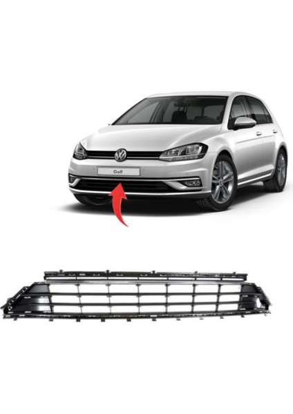 Vw Golf 7.5 2017 Sonrası Ön Tampon Orta Izgara Kromlu 5G0853671G