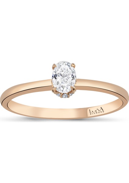 0.35 Karat Oval Rose Tektaş Pırlanta Yüzük