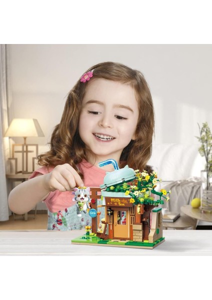 Keeppley Lovely Street K28021 Ash Cat Milk Tea Shop Kedi Sütlü Çay Dükkanı Yapı Blokları Oyuncak Seti modelleri