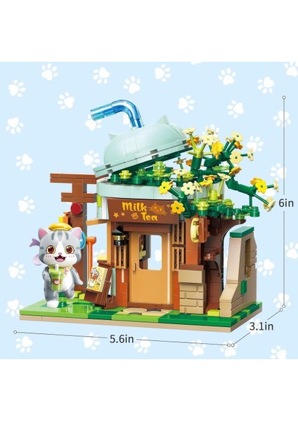 Keeppley Lovely Street K28021 Ash Cat Milk Tea Shop Kedi Sütlü Çay Dükkanı Yapı Blokları Oyuncak Seti indirimleri