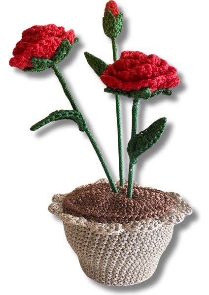 -El Yapımı Örme Gül