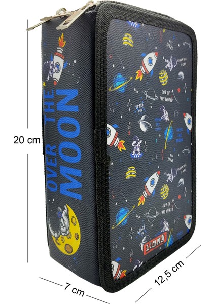 Xl Jumbo Model Astronot Kalem Kutusu Organizer Kalemkutu 3 Bölmeli Kalemlik Siyah fırsatları