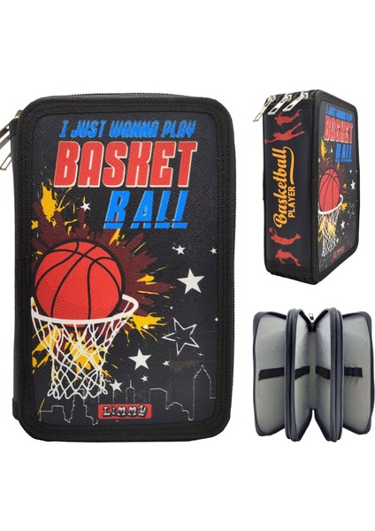 Xl Jumbo Model Basketbol Kalem Kutusu Organizer Kalemkutu 3 Bölmeli Kalemlik Siyah