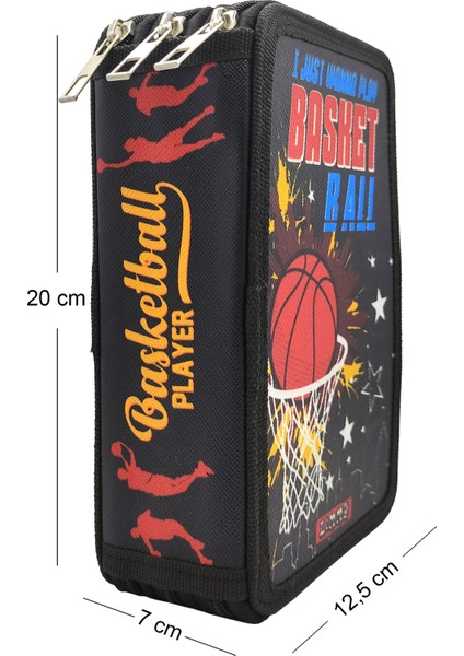 Xl Jumbo Model Basketbol Kalem Kutusu Organizer Kalemkutu 3 Bölmeli Kalemlik Siyah fırsatları