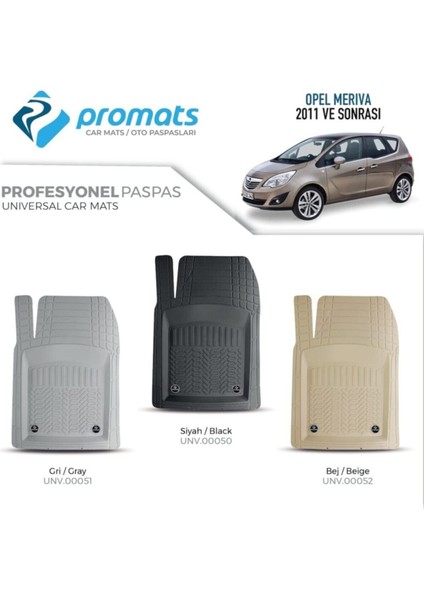 Opel Meriva 2011 Sonrası Oto Paspas Profesyonel 4d (Bej)